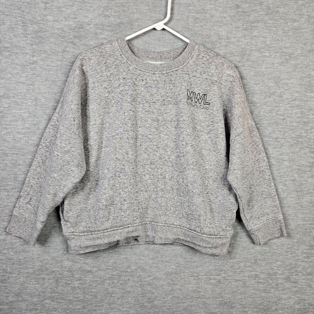 MWL By Madewell Leisure Club Logo Printed Cropped Gray Sweatshirt Size XS